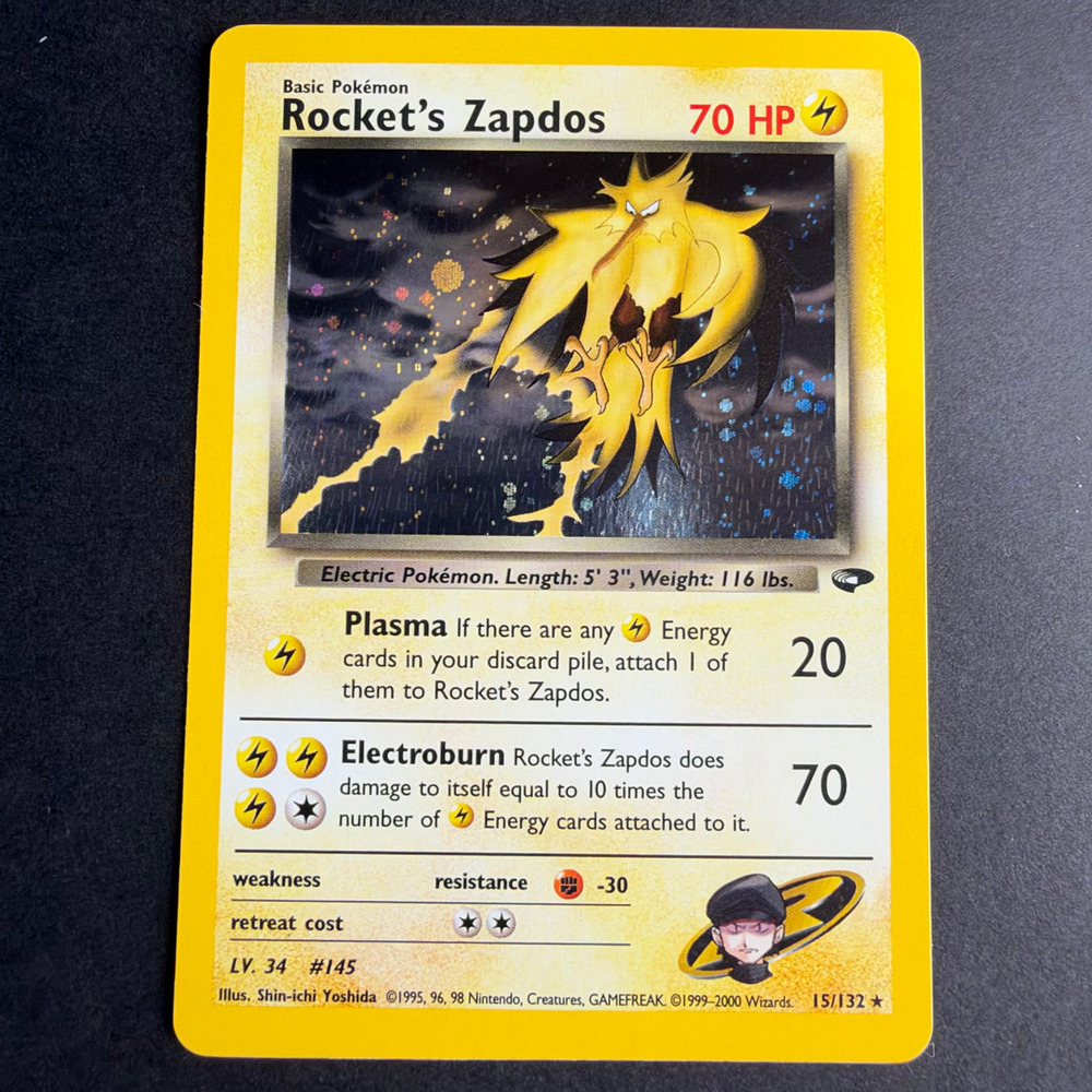 Pokemon TCG Rocket's Zapdos Gym Challenge 015/132 Unlimited Holo Rare NM